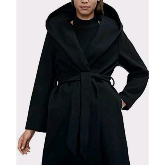 Zara Black Hooded Coat Brand New NWOT - Picture 5 of 16